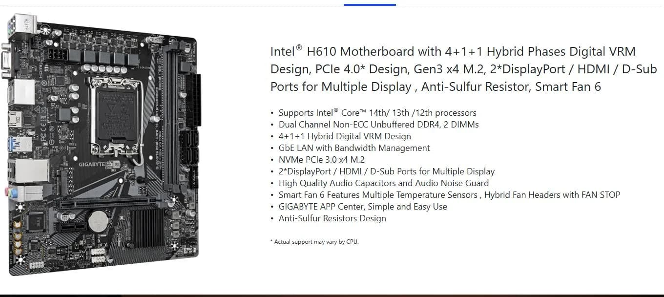 خرید مادربرد گیگابایت مدل H610M S2H V3 (Rev. 1.0) DDR4