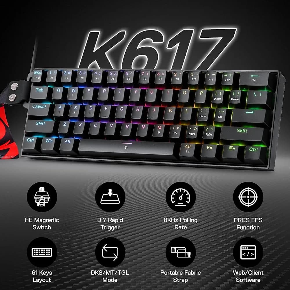 قیمت کیبورد گیمینگ مکانیکال ردراگون مدل RGB FIZZ K617 سفید مشکی