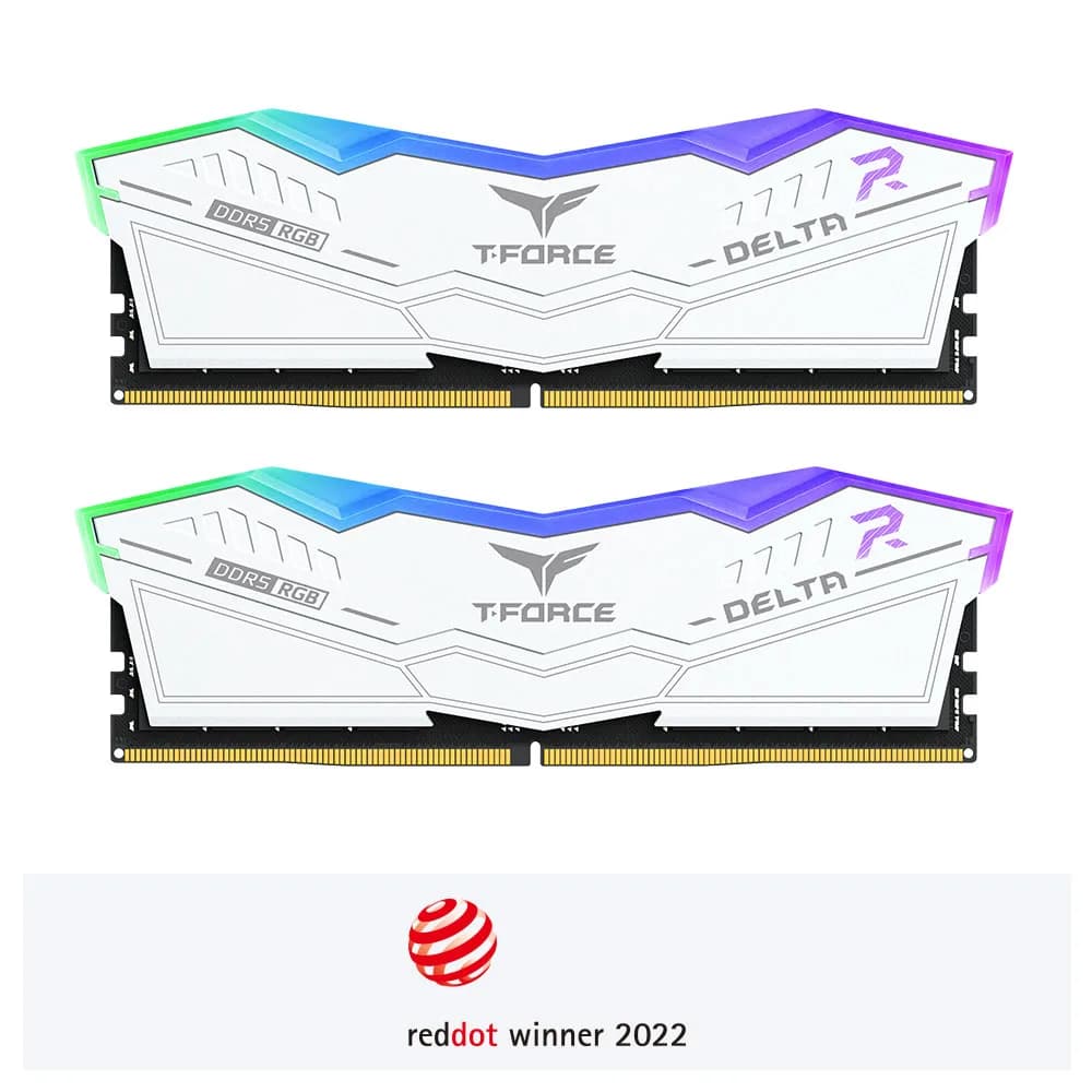 قیمت رم کامپیوتر DDR5 تیم گروپ 6000 مگاهرتز مدل T-Force DELTA RGB CL38 ظرفیت 16 گیگابایت کیت 2 عددی سفید
