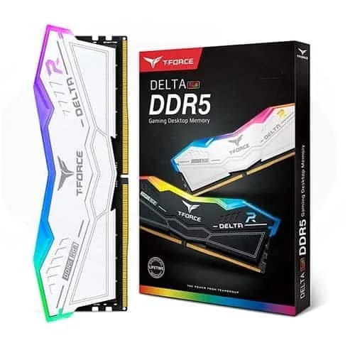 خرید رم کامپیوتر DDR5 تیم گروپ 6000 مگاهرتز مدل T-Force DELTA RGB CL38 ظرفیت 16 گیگابایت کیت 2 عددی سفید