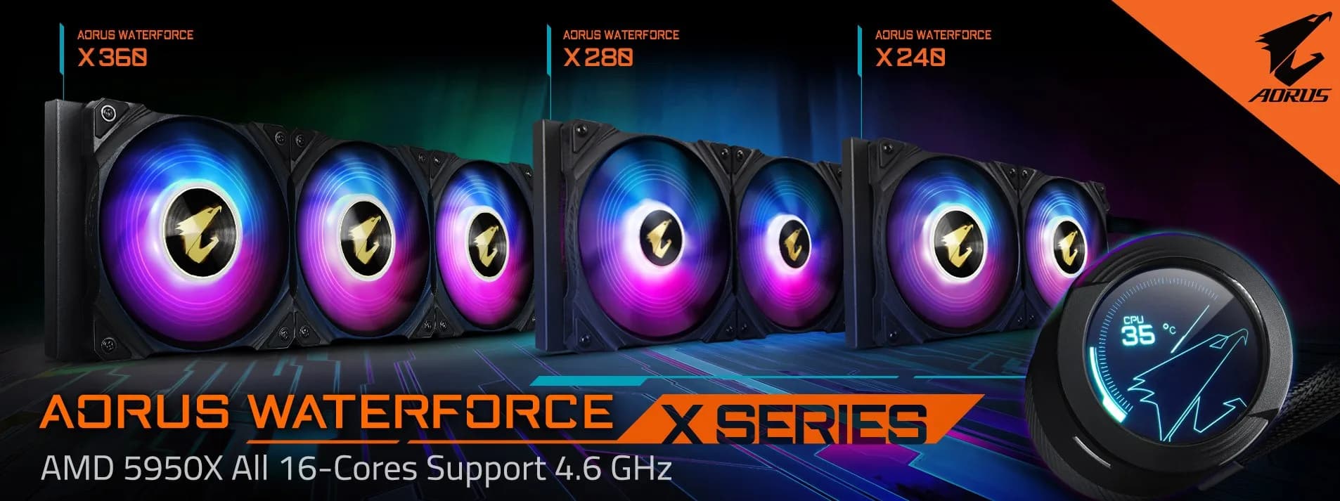 قیمت خنک کننده مایع پردازنده گیگابایت مدل AORUS WATERFORCE X II 360 مشکی