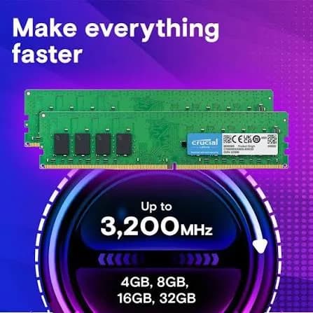 خرید رم کامپیوتر DDR4 کروشیال 3200 مگاهرتز ظرفیت 16 گیگابایت