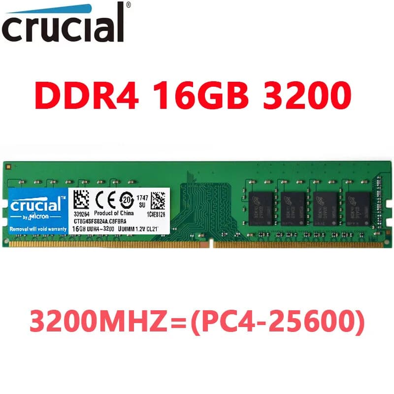 رم کامپیوتر DDR4 کروشیال 3200 مگاهرتز ظرفیت 16 گیگابایت