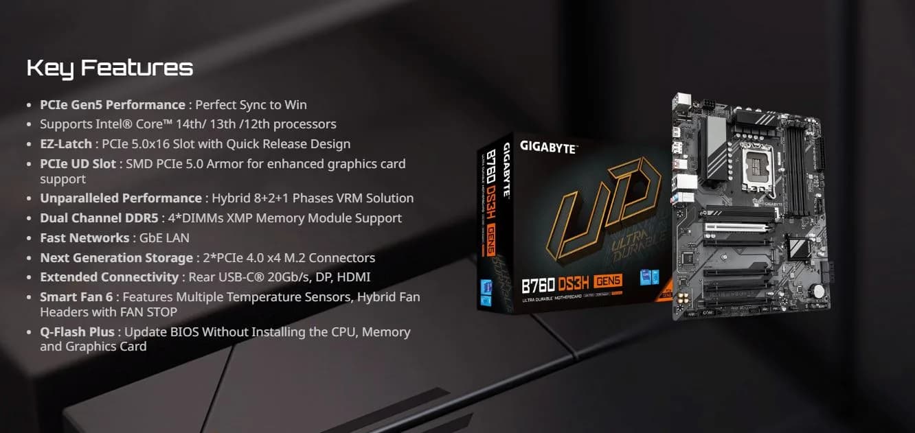 خرید آنلاین مادربرد گیگابایت مدل B760 DS3H GEN5 DDR5