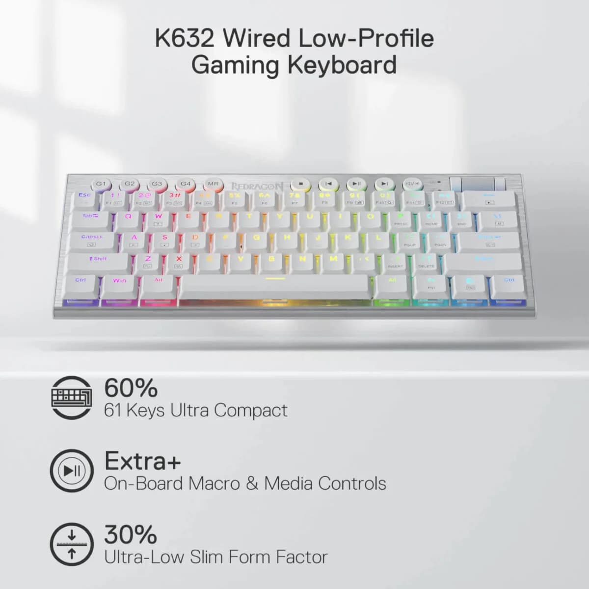 خرید کیبورد گیمینگ ردراگون مدل K632W-RGB