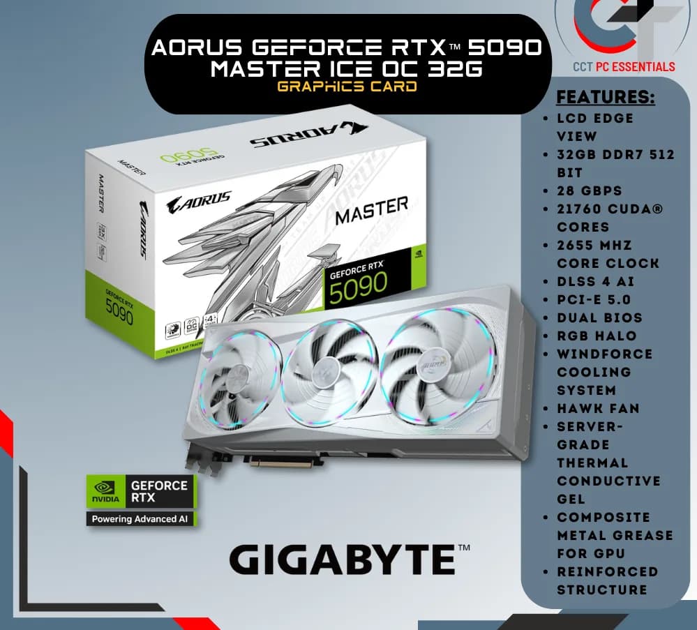 فروشگاه خرید کارت گرافیک گیگابایت مدل GeForce RTX 5090 AORUS Master ICE 32GB