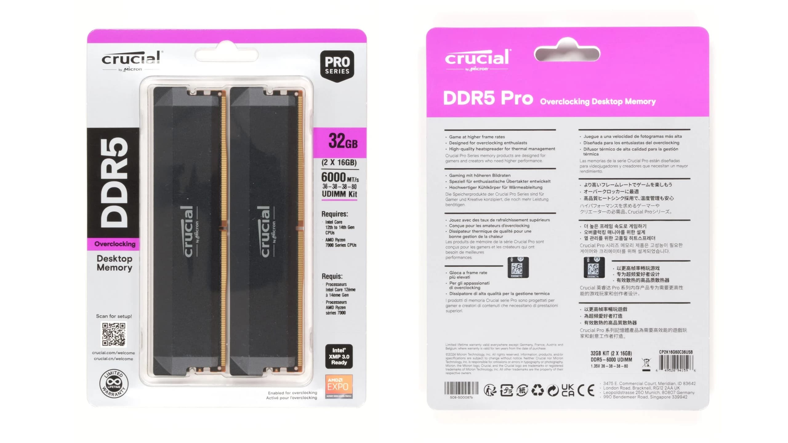 خرید رم کامپیوتر DDR5 کروشیال 6000 مگاهرتز ظرفیت 32 گیگابایت کیت 2 عددی