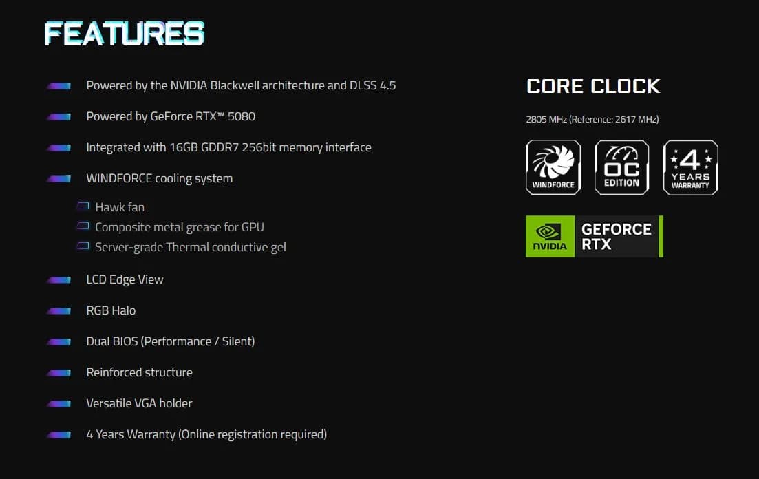 خرید کارت گرافیک گیگابایت مدل RTX 5080 AORUS MASTER ICE 16GB
