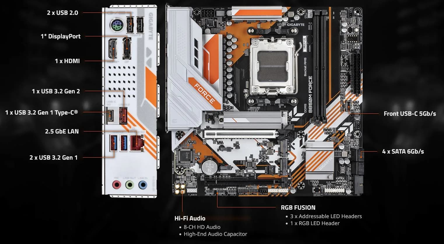 خرید آنلاین مادربرد گیگابایت مدل B850M FORCE (Rev. 1.0) DDR5