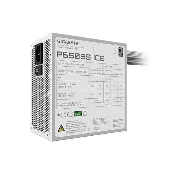 قیمت پاور کامپیوتر 650 وات گیگابایت مدل GP-650SS ICE سفید