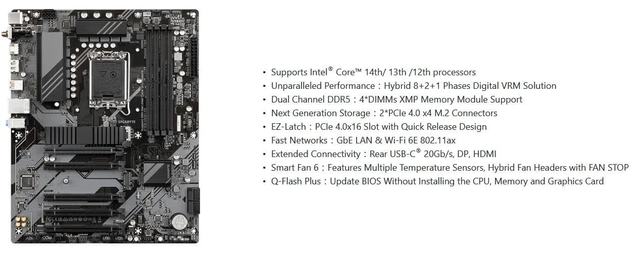 قیمت آنلاین مادربرد گیگابایت مدل B760 DS3H AX WiFi6E DDR5