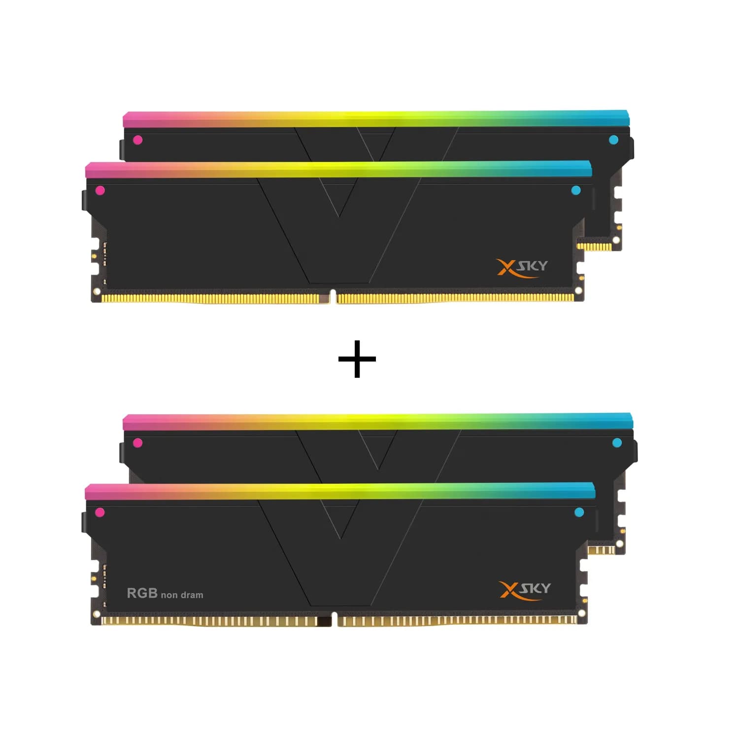 رم کامپیوتر DDR5 وی کالر 6000 مگاهرتز مدل Manta XSky RGB SCC KIT 2+2 CL28 ظرفیت 48 گیگابایت کیت 2 عددی مشکی